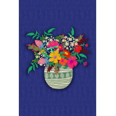 TECIDO TRICOLINE ESTAMPADO VASO DE FLORES KATY PAINEL AFONSO FRANCO 48 CM X 72 CM 