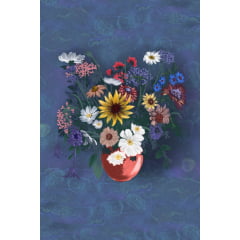 TECIDO TRICOLINE ESTAMPADO VASO DE FLORES VITÓRIA PAINEL AFONSO FRANCO 48 CM X 72 CM 