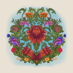 TECIDO TRICOLINE ESTAMPADO PATCH FLORAL ELISA AFONSO FRANCO