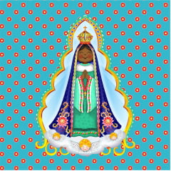 TECIDO TRICOLINE ESTAMPADO NOSSA SENHORA APARECIDA PAINEL 25 AFONSO FRANCO