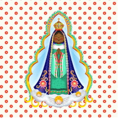 TECIDO TRICOLINE ESTAMPADO NOSSA SENHORA APARECIDA PATCH AFONSO FRANCO