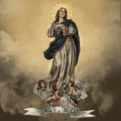 TECIDO TRICOLINE ESTAMPADO NOSSA SENHORA DA CONCEIÇÃO PATCH AFONSO FRANCO 