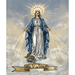 TECIDO TRICOLINE ESTAMPADO NOSSA SENHORA DAS GRAÇAS 26 PATCH AFONSO FRANCO