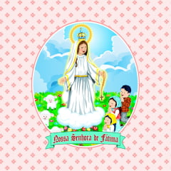 TECIDO TRICOLINE ESTAMPADO NOSSA SENHORA DE FATIMA PATCH AFONSO FRANCO