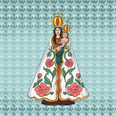TECIDO TRICOLINE ESTAMPADO NOSSA SENHORA DE NAZARÉ PATCH AFONSO FRANCO