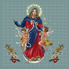 TECIDO TRICOLINE ESTAMPADO NOSSA SENHORA DESATADORA DOS NÓS NEW PATCH AFONSO FRANCO