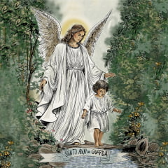 TECIDO TRICOLINE ESTAMPADO SANTO ANJO DA GUARDA AFONSO FRANCO