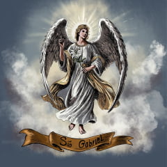 TECIDO TRICOLINE ESTAMPADO SÃO GABRIEL ARCANJO DA ORIENTAÇÃO PATCH AFONSO FRANCO
