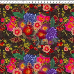 TECIDO CAMBRAIA FLAMÊ ESTAMPADO FLORAL EUGENIA AFONSO FRANCO