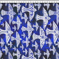 TECIDO LINHO MISTO ESTAMPADO ANDORINHAS AFONSO FRANCO