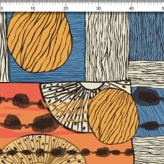 TECIDO TRICOLINE ESTAMPADO ÉTNICO ALIKA AFONSO FRANCO