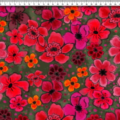 TECIDO TRICOLINE ESTAMPADO FLORAL LADY AFONSO FRANCO