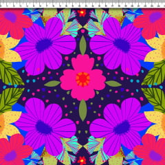 TECIDO TRICOLINE ESTAMPADO FLORAL PASSION AFONSO FRANCO