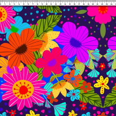 TECIDO TRICOLINE ESTAMPADO FLORAL PASSION AFONSO FRANCO