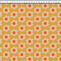TECIDO TRICOLINE ESTAMPADO FLORAL RITA AMARELO AFONSO FRANCO