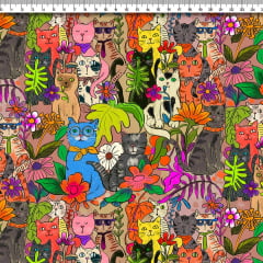 TECIDO TRICOLINE ESTAMPADO GATINHOS CAMUFLADOS AFONSO FRANCO TECIDO TRICOLINE ESTAMPADO GATINHOS CAMUFLADOS AFONSO FRANCO