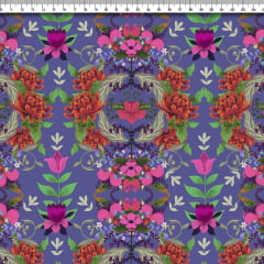 TECIDO TRICOLINE ESTAMPADO LILIAN FLORAL AFONSO FRANCO