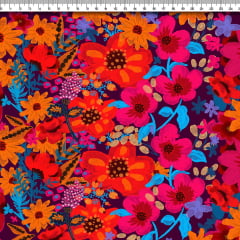 TECIDO TRICOLINE ESTAMPADO MARIA FLORAL AFONSO FRANCO