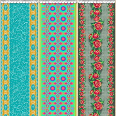 TECIDO TRICOLINE ESTAMPADO MOLDURAS DUQUESA AFONSO FRANCO