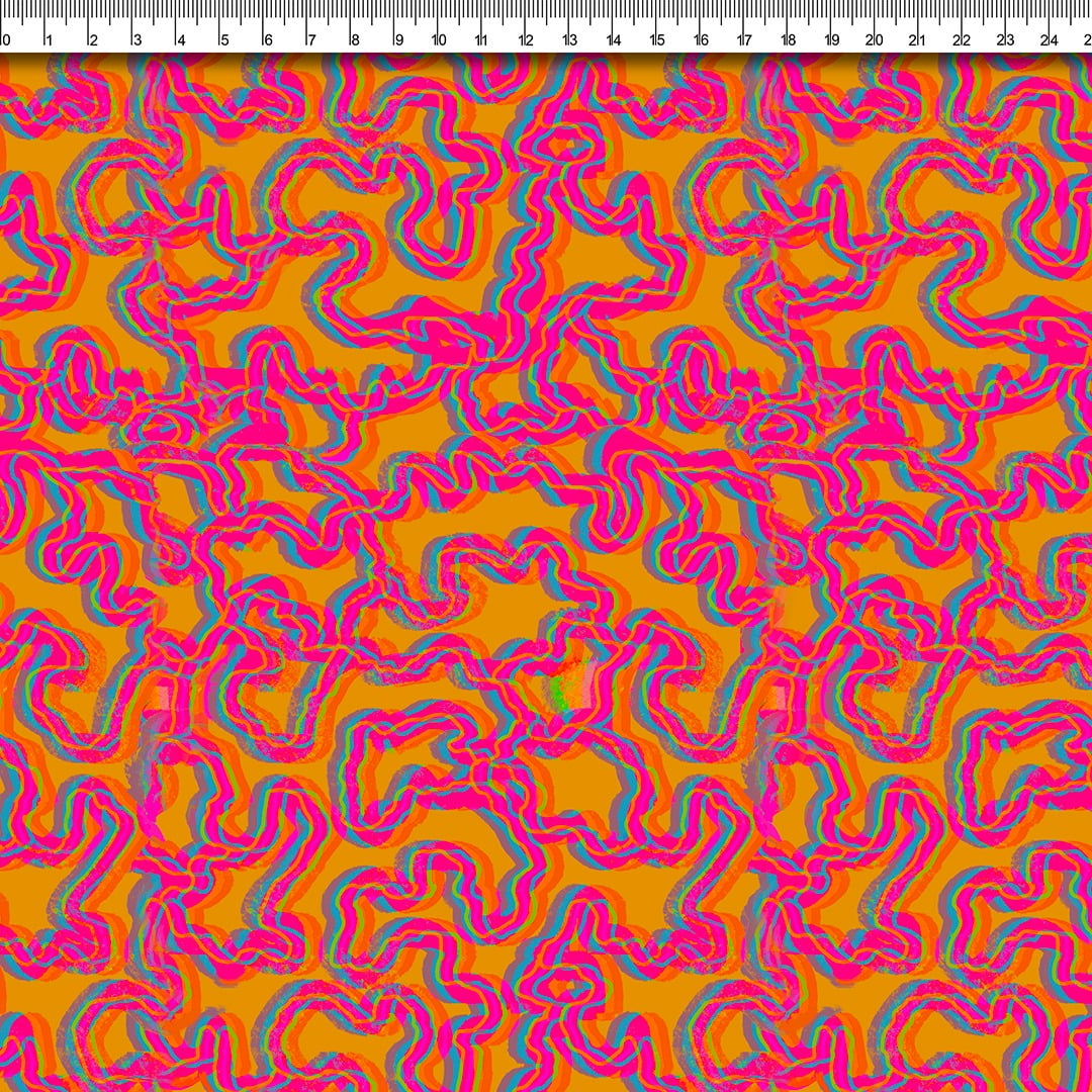 TECIDO TRICOLINE ESTAMPADO ABSTRATO ROSE BOMBOM AFONSO FRANCO