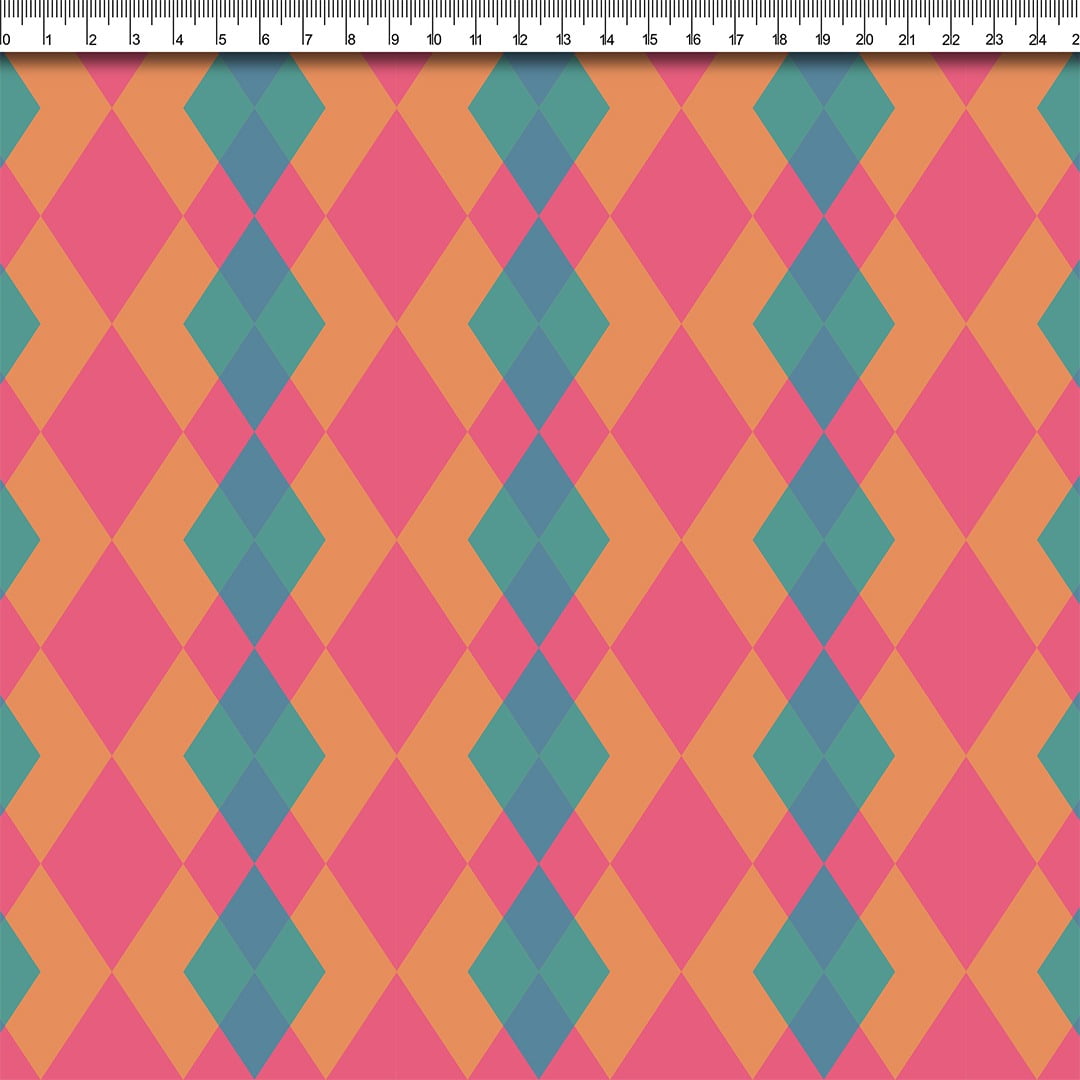 TECIDO TRICOLINE ESTAMPADO LOSANGO ROMA AFONSO FRANCO