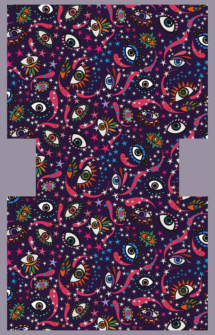 TECIDO TRICOLINE ESTAMPADO OLHOS PROTEÇÃO PRECIOSA PAINEL NECESSAIRE AFONSO FRANCO