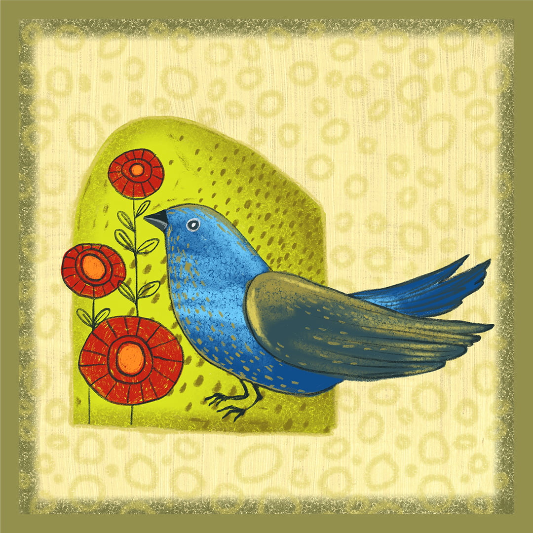 TECIDO TRICOLINE ESTAMPADO PASSARO FLORES PATCH AFONSO FRANCO