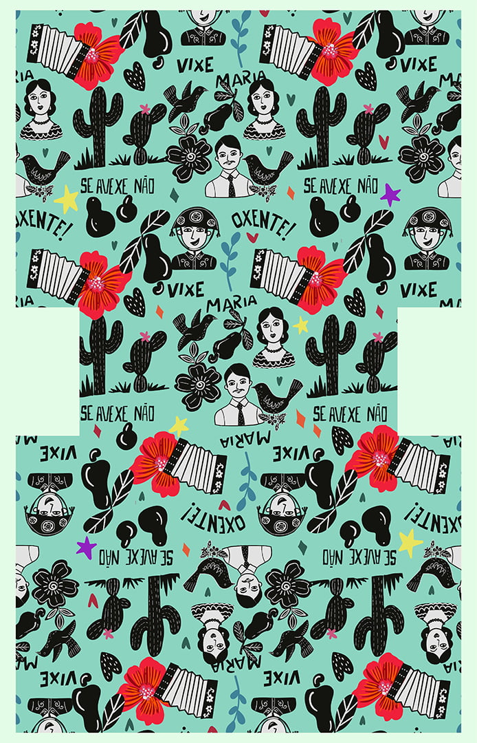 TECIDO TRICOLINE ESTAMPADO CORDEL PAINEL NECESSAIRE AFONSO FRANCO